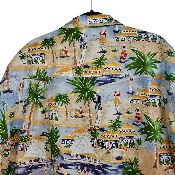 Men's Chaps Multicolored Hawaiian Shirt Short Sleeve Button Up Palm Trees, Sz XL - Picture 10 of 13